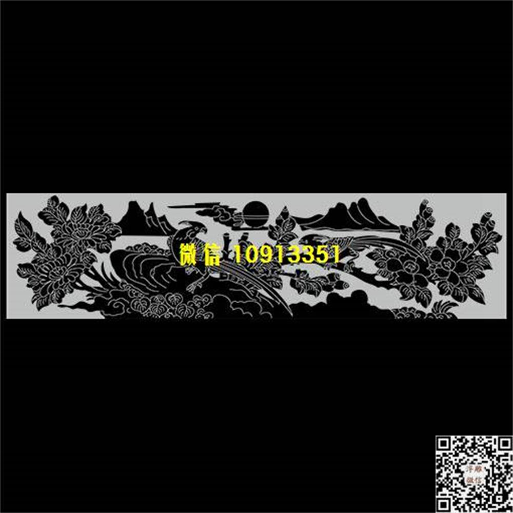 精雕图270牡丹花鸟精雕图线雕图线条图单线铣底图_电脑雕刻plt文泰矢量图精雕图浮雕图